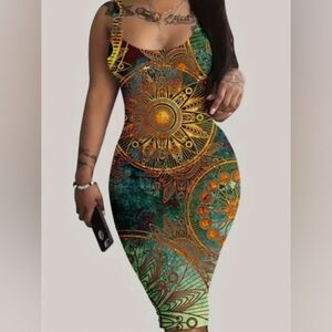 Elegant Multicolor Sleeveless Dress